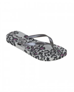 Ipanema Animal Print Infradito Donna Grigie Argento | YEBF34625